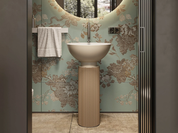 TOWER LAMP - Freestanding round Solid Surface washbasin by MOMA Design - view 2